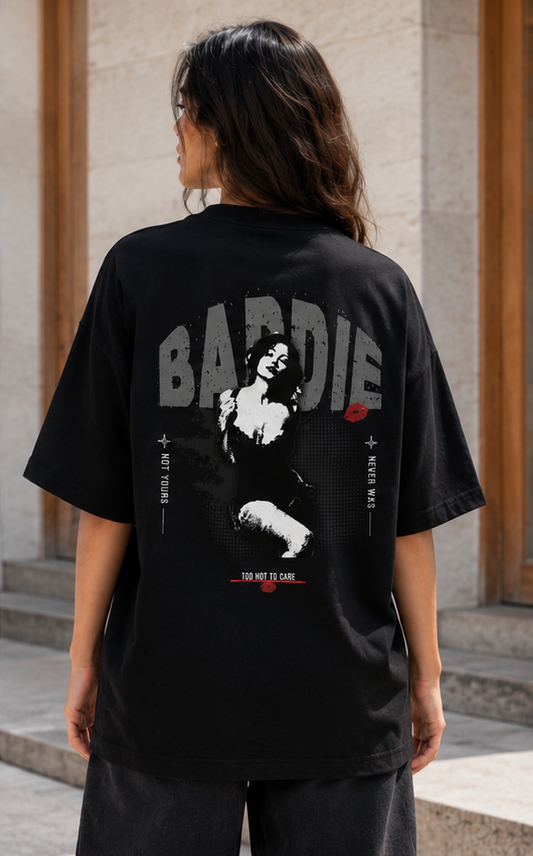 Baddie Graphic Oversized T-Shirt Back View Black