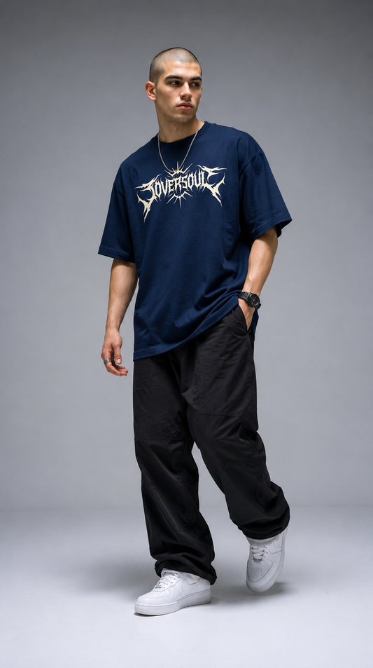 OVERSOUL Metal Gothic Oversized T-Shirt Standing Side View