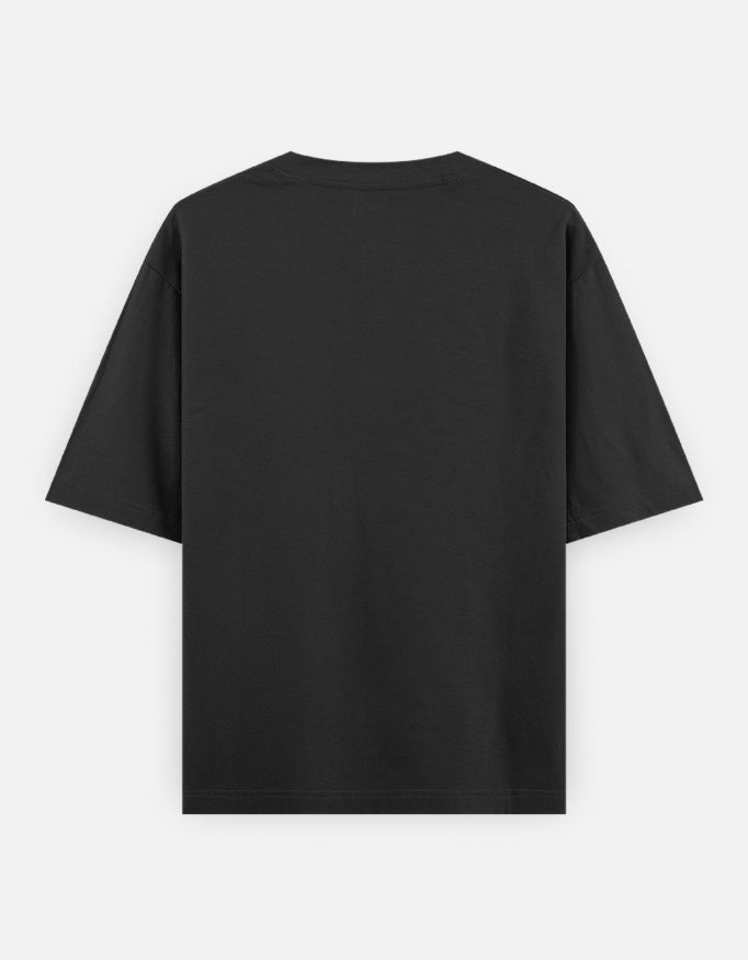 Oversoul Ruby Lips Graphic Unisex Oversized T-Shirt black back view flat lay
